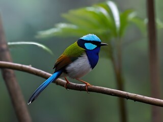 Wall Mural - Beautiful bird in nature,  blurry background, bird in a tropical garden