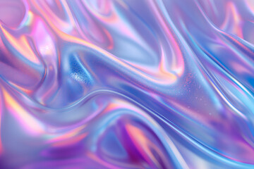 Wall Mural - Purple gradient liquid holographic background. Soft abstract marble waves 3d smooth texture.