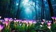 fairy forest at night fantasy glowing flower beauty