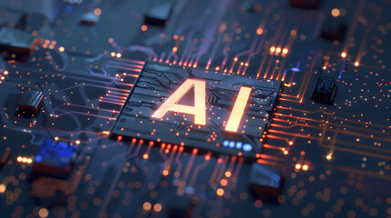 Wall Mural - artificial intelligence in a computing system, innovation in ai machine learning, tech and electroni