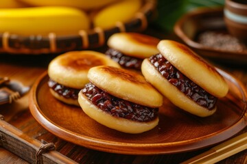 Sticker - Decorated with ripe banana buttered Dorayaki filled with sweet red bean