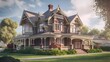 victorian exterior house design, victorian style, house, exterior design photography, daytime, 4k, hyperrealistic