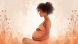 side view pregnant woman in pastel and painting design
