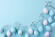 Happy Easter Eggs Basket elegant. Bunny in flower easter exuberant decoration Garden. Cute hare 3d textured designs easter rabbit spring illustration. Holy week hellebores card wallpaper carefree
