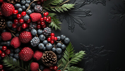 Wall Mural - Nature gift a winter celebration of fresh berry decorations generated by AI