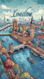 Fototapeta Fototapeta Londyn - illustration london City travel map