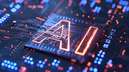 Wall Mural - artificial intelligence in a computing system, innovation in ai machine learning, tech and electroni