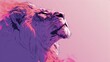 © Shanti - a close up of a lion's face on a pink and purple background with smoke coming out of its mouth.
