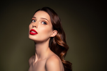 portrait of stunning seductive hollywood celebrity posing and advertising beauty products for perfec