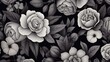 Background with different flowers in Charcoal color