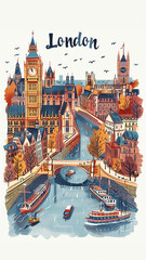 Wall Mural - Illustration of City of London travel map