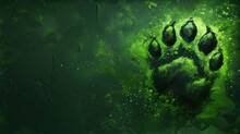 A Green Background With A Picture Of A Bear's Paw In The Center Of The Image And A Green Background With A Picture Of A Bear's Paw In The Center.