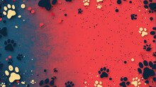 A Red Background With Black And Yellow Paw Prints And A Red Background With Black And Yellow Paw Prints And A Red Background With Black And Yellow Paw Prints.