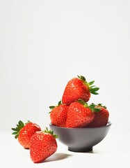 Wall Mural - just strawberries; isolated on a white background; healthy food concept; vertical photo of freshly harvested organic fruits copy space, banner, advertisement, invitation, discount offer