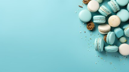 Wall Mural - Blue Background with macarons.