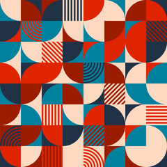 Wall Mural - geometric trendy pattern. modern colorful background with simple elements. retro texture with basic 