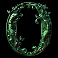 Wall Mural -  Letter O detailed Art Nouveau sculpture icon on black background