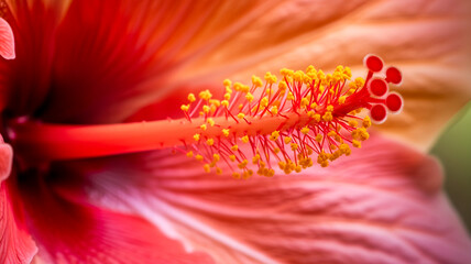 Wall Mural - Closeup on hibiscus flower