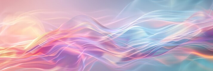 Poster - Soft pastel abstract waves design with fluid gradient texture. Background for technological processes, science, presentations, education, etc