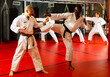 © JackF - Two man working in pair, mastering new karate moves in class