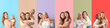 © Pixel-Shot - Collage of happy mothers and their children on color background. Mother's Day celebration