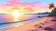 © chesleatsz - cartoon illustrator View on the beach at sunrise