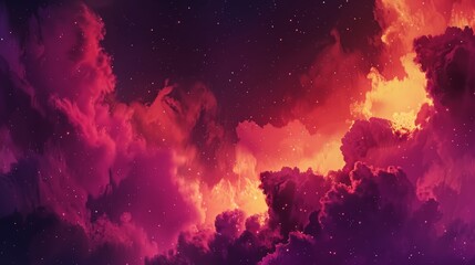 surreal cosmic sky with vibrant pink and purple nebula clouds