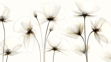 Wall Mural - botanical art background with flowers in transparent watercolor style. ink vector floral design for 