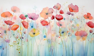 Wall Mural - flowers watercolor abstract background design