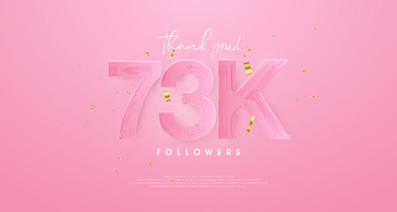 pink background to say thank you very much 73k followers.