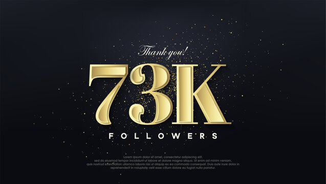 Design thank you 73k followers, in soft gold color.