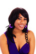 Portrait Young African American Woman In Purple Dress