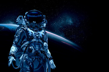 Wall Mural - astronaut at spacewalk. mixed media