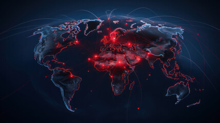 Wall Mural - Vibrant Spectrum Hologram screen map of world continents, with future technology light effects.