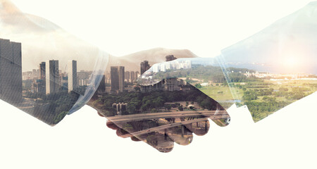 Wall Mural - Partnership concept. Image of handshake