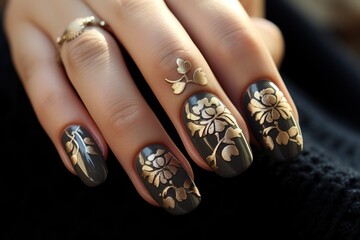 Wall Mural - Beautiful Nail Art Manicure. Nail designs with decoration.Manicure nail paint.