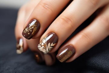 Wall Mural - Beautiful Nail Art Manicure. Nail designs with decoration.Manicure nail paint.