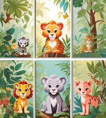 Wall Mural - set of animals