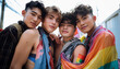 © Soph - Group of homosexual friends celebrating gay pride. LGBT community, pride, equality concept