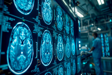 High-resolution medical brain scan display for advanced diagnostics.ai generative