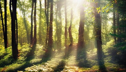 Wall Mural - Forest sunlight natural background