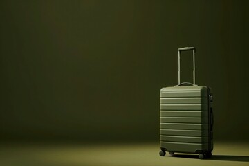 a green suitcase is sitting on a green surface