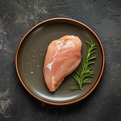 Wall Mural - Raw chicken fillet with rosemary and peppercorns on vintage background