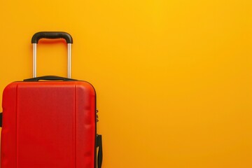 Wall Mural - a red suitcase is sitting on a yellow background