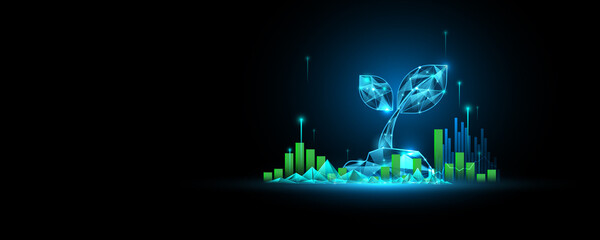 Wall Mural - technology background image about financial graphs, marketing, stock investment growth