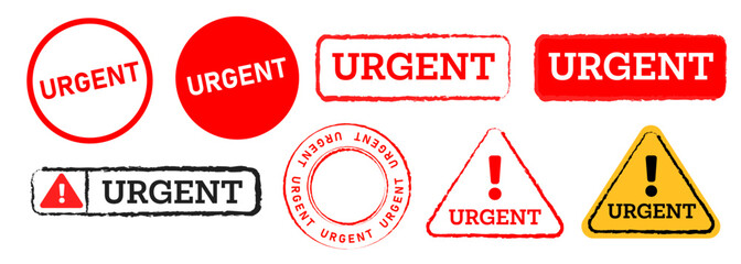 Wall Mural - text urgent red square circle triangle stamp label sticker sign important information