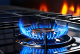 Fototapeta Londyn - Gas burner on the stove in the kitchen. 3d rendering.