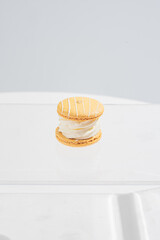 Wall Mural - A french sweet delicacy, macaroons variety closeup.macaroon colourful on white background.