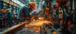 © slonme - Industrial Mastery - Skilled Worker Cutting Metal with Sparks Flying