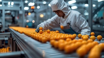 Aufkleber - Engineer check and control automation robot arms machine in food factory industrial. Generative AI.